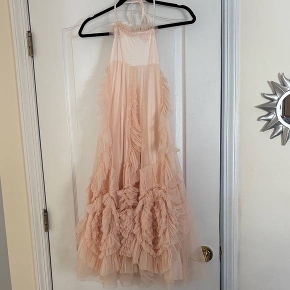 DOLLCAKE GIRLS BLUSH PINK RUFFLE TULLE HALTER DRESS-A BEAUTIFUL MESS FROCK-8